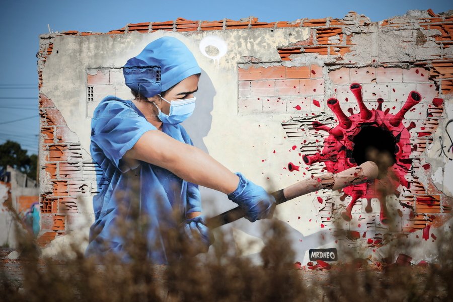 γκράφιτι δρόμου κορονοϊός νοσηλευτές